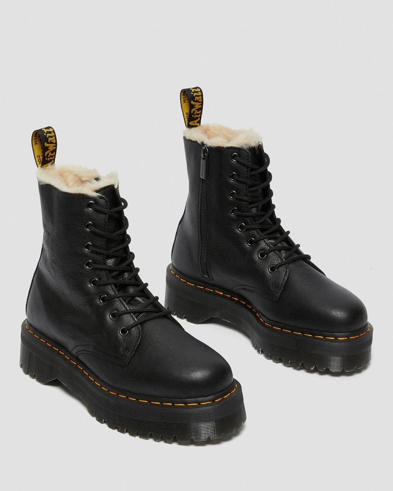 Botas Plataforma Dr Martens Jadon Cuero Faux Fur Forro Plataforma Hombre Negros | MX 257HAP